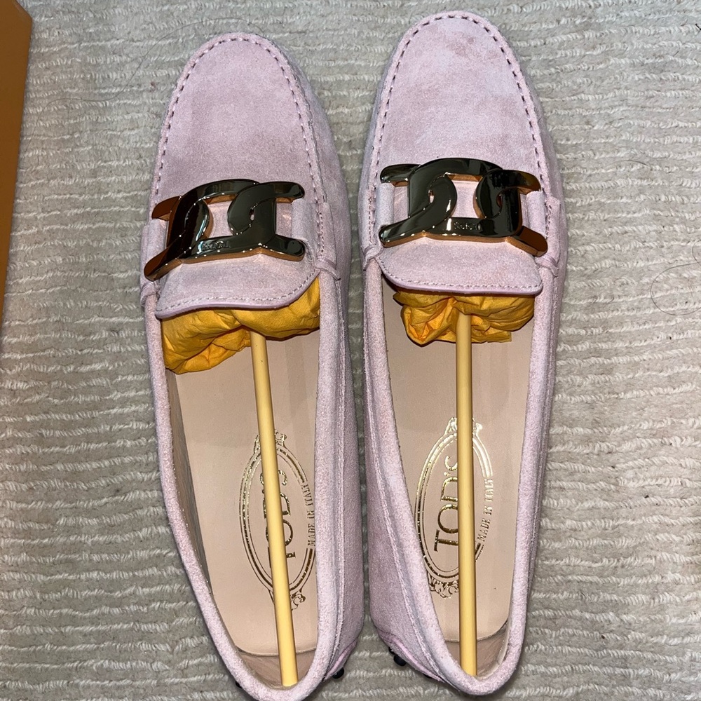 Tod's Women's Light Pink Suede Loafers